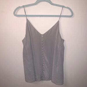 Wilfred Grey 100% Silk Cami Tank Top Button Front M
